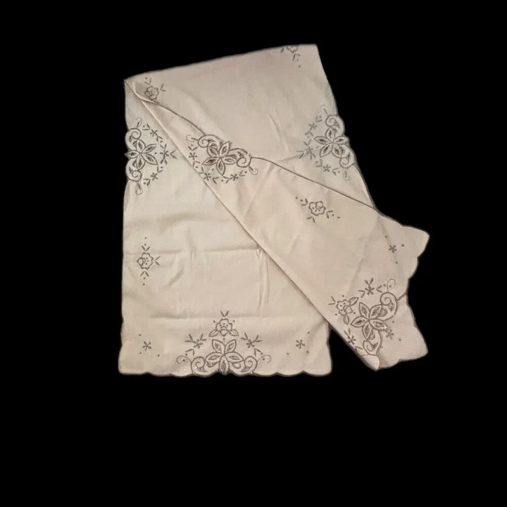 Cottagecore Vintage Cutwork Dresser Scarf Runner Shabby Decor 50x15
